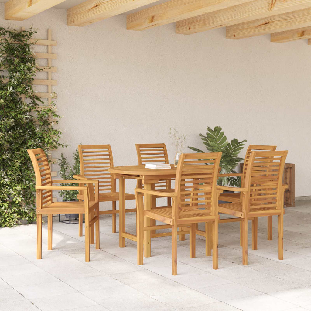 Garten Essgruppe 7 pcs Braun Massivholz Teak