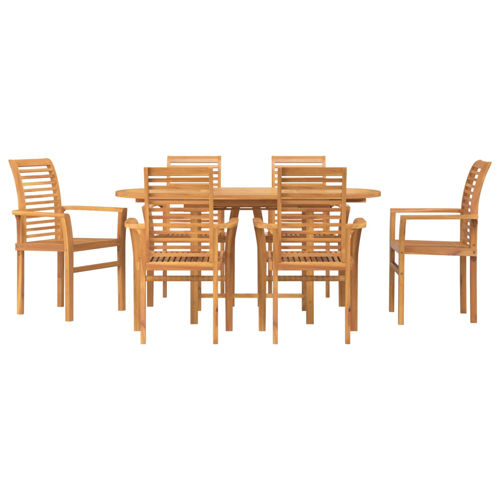 Garten Essgruppe 7 pcs Braun Massivholz Teak