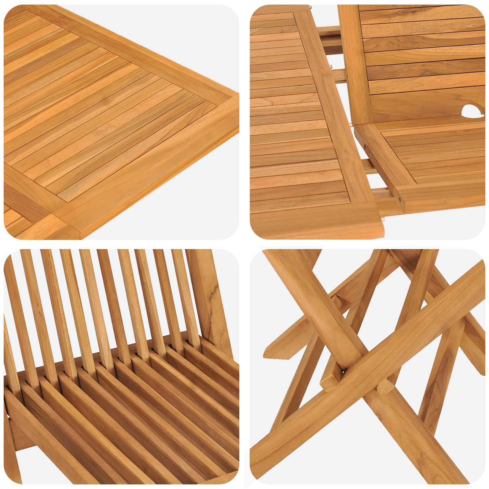 Garten Essgruppe 5 pcs Braun Massivholz Teak
