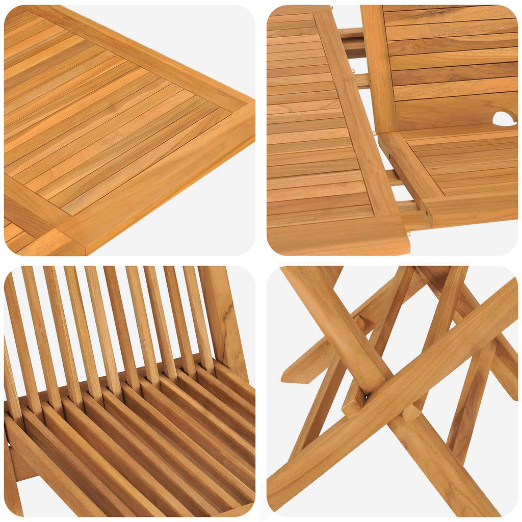 Garten Essgruppe 5 pcs Braun Massivholz Teak