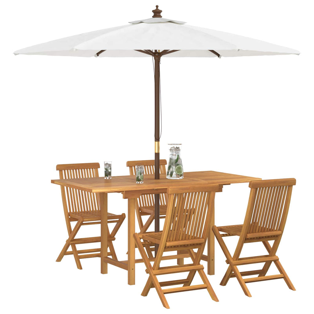 Garten Essgruppe 5 pcs Braun Massivholz Teak