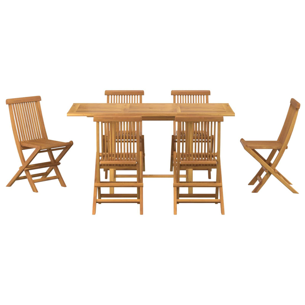 Garten Essgruppe 7 pcs Braun Massivholz Teak