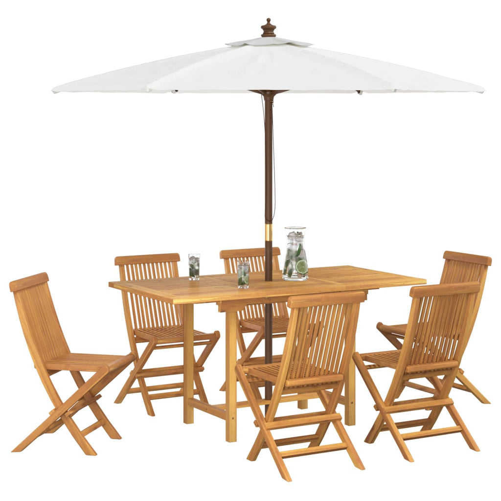 Garten Essgruppe 7 pcs Braun Massivholz Teak