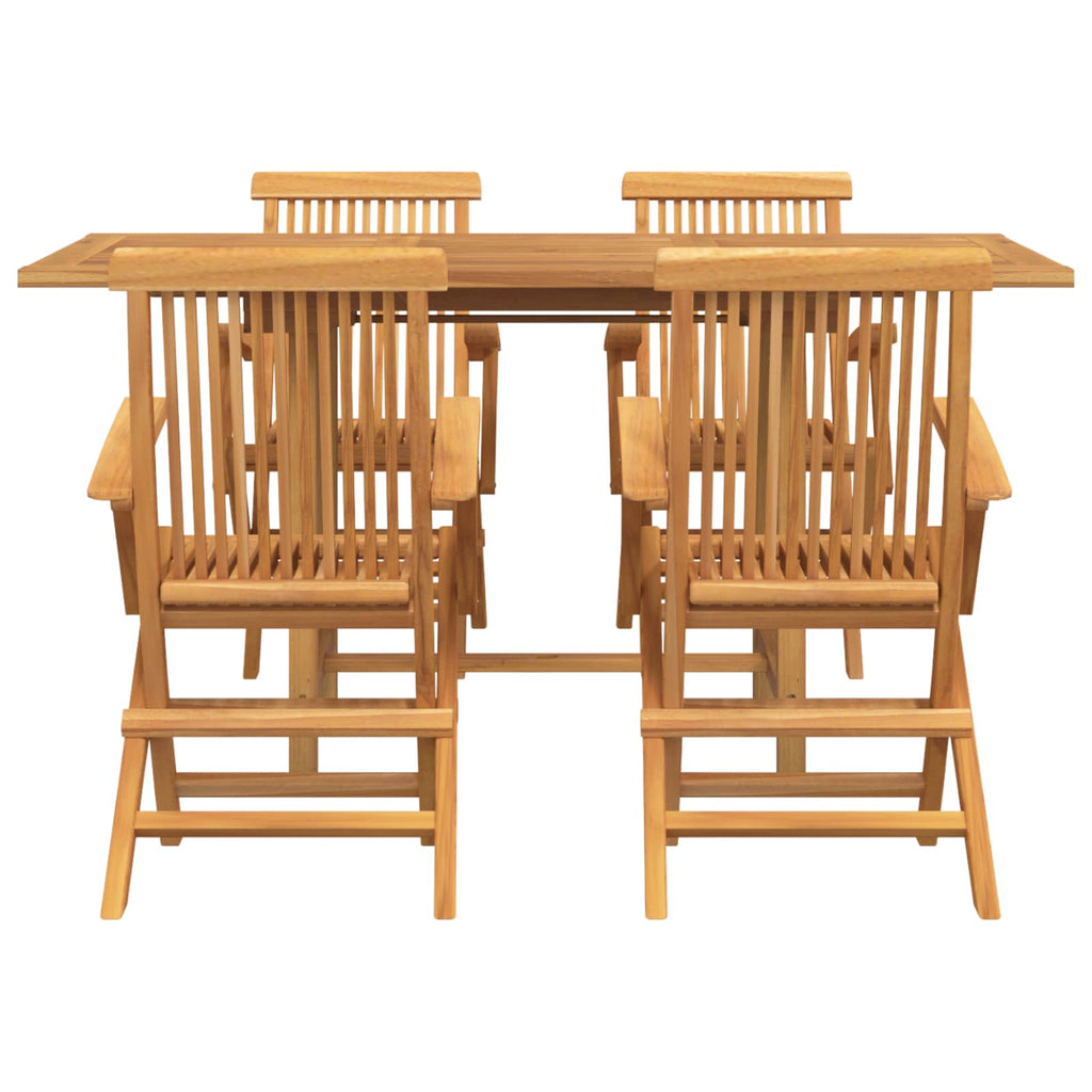 Garten Essgruppe 5 pcs Braun Massivholz Teak