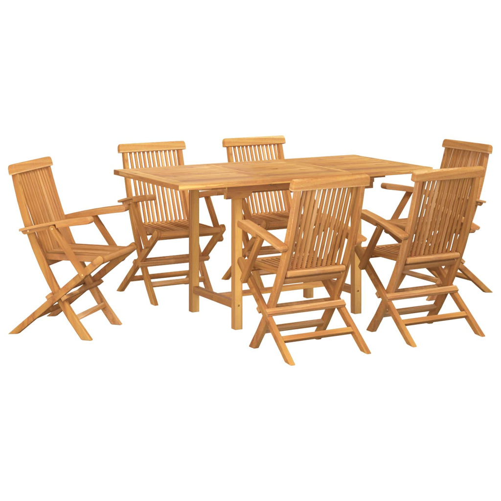Garten Essgruppe 7 pcs Braun Massivholz Teak
