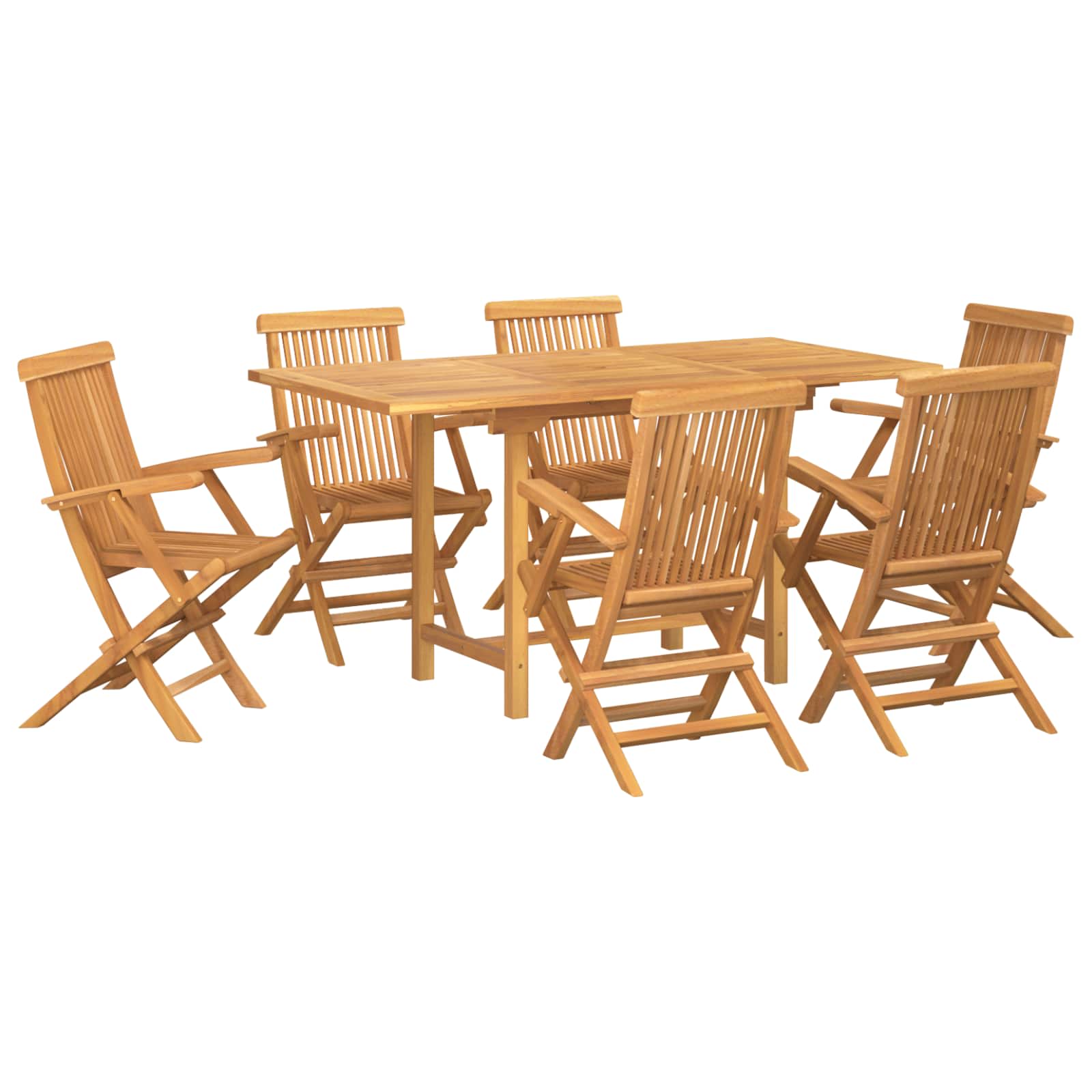 Garten Essgruppe 7 pcs Braun Massivholz Teak
