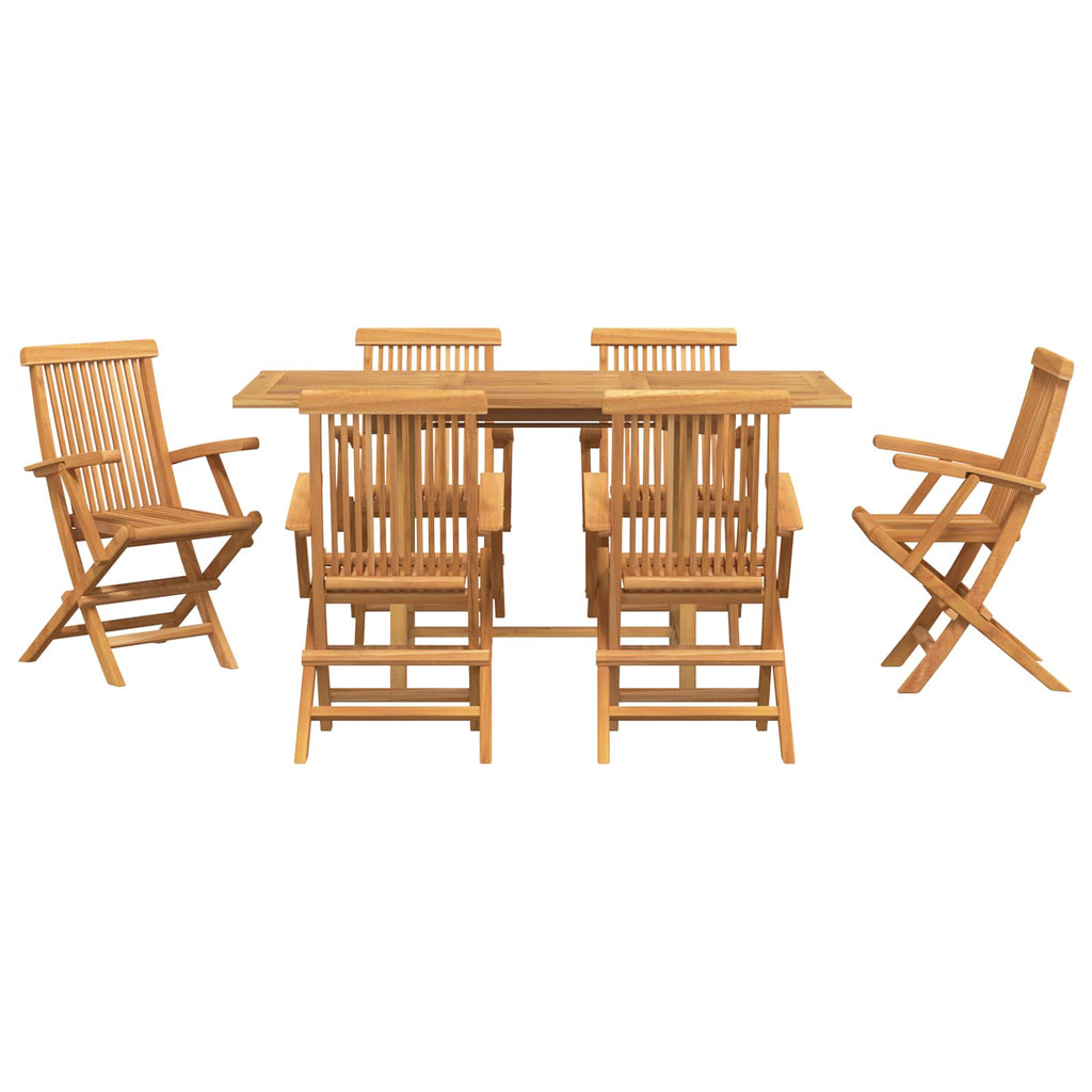 Garten Essgruppe 7 pcs Braun Massivholz Teak