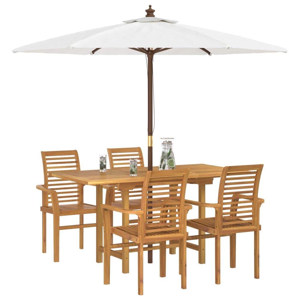 Garten Essgruppe 5 pcs Braun Massivholz Teak