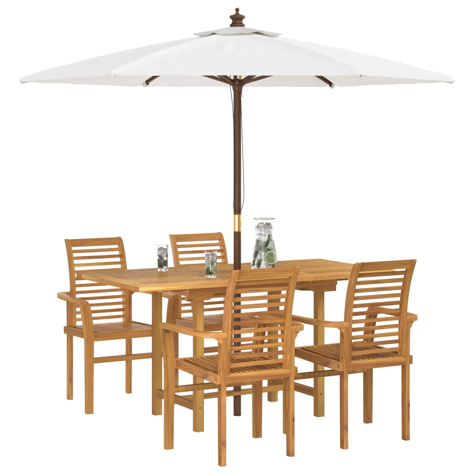 Garten Essgruppe 5 pcs Braun Massivholz Teak