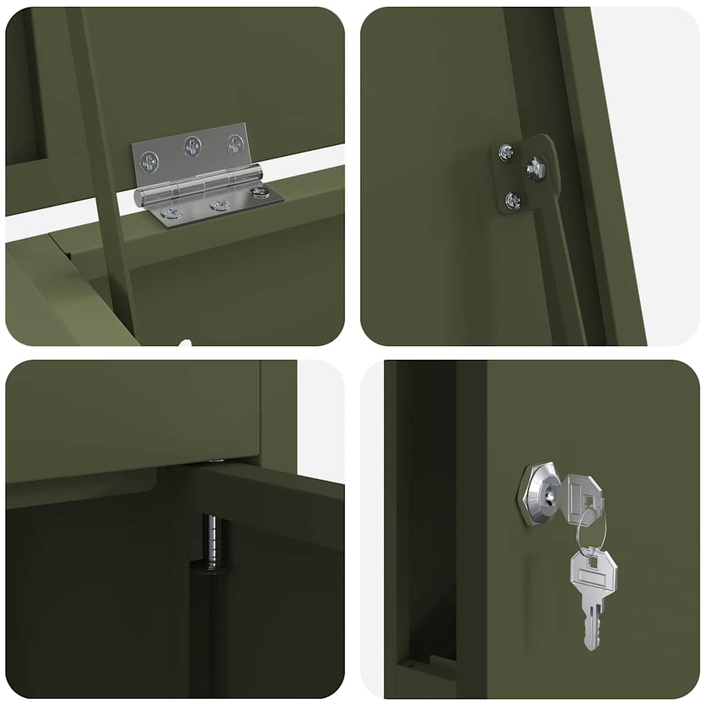 Paketdrop-Box mit Speicher Olivgrün 44,5 x 29 x 110,5 cm Stahl