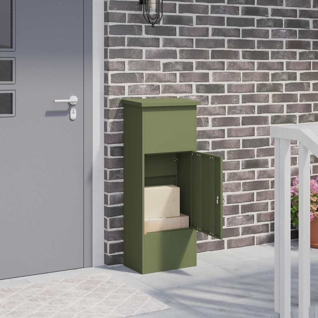 Paketdrop-Box mit Speicher Olivgrün 44,5 x 29 x 110,5 cm Stahl