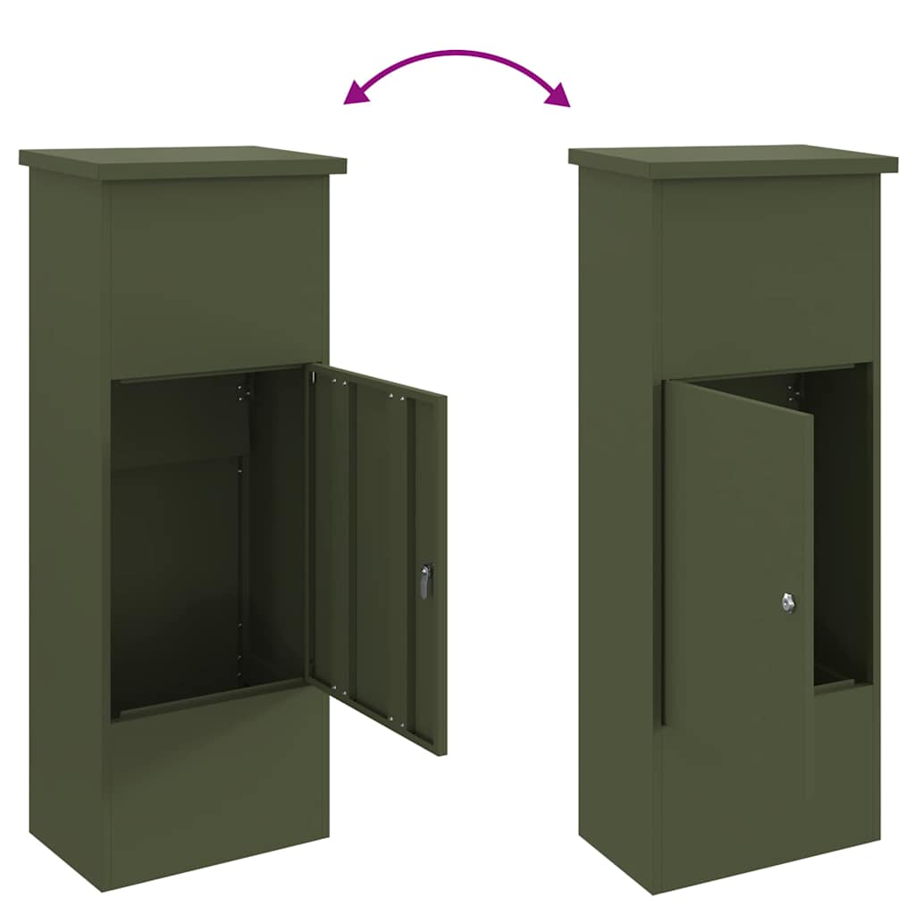 Paketdrop-Box mit Speicher Olivgrün 44,5 x 29 x 110,5 cm Stahl