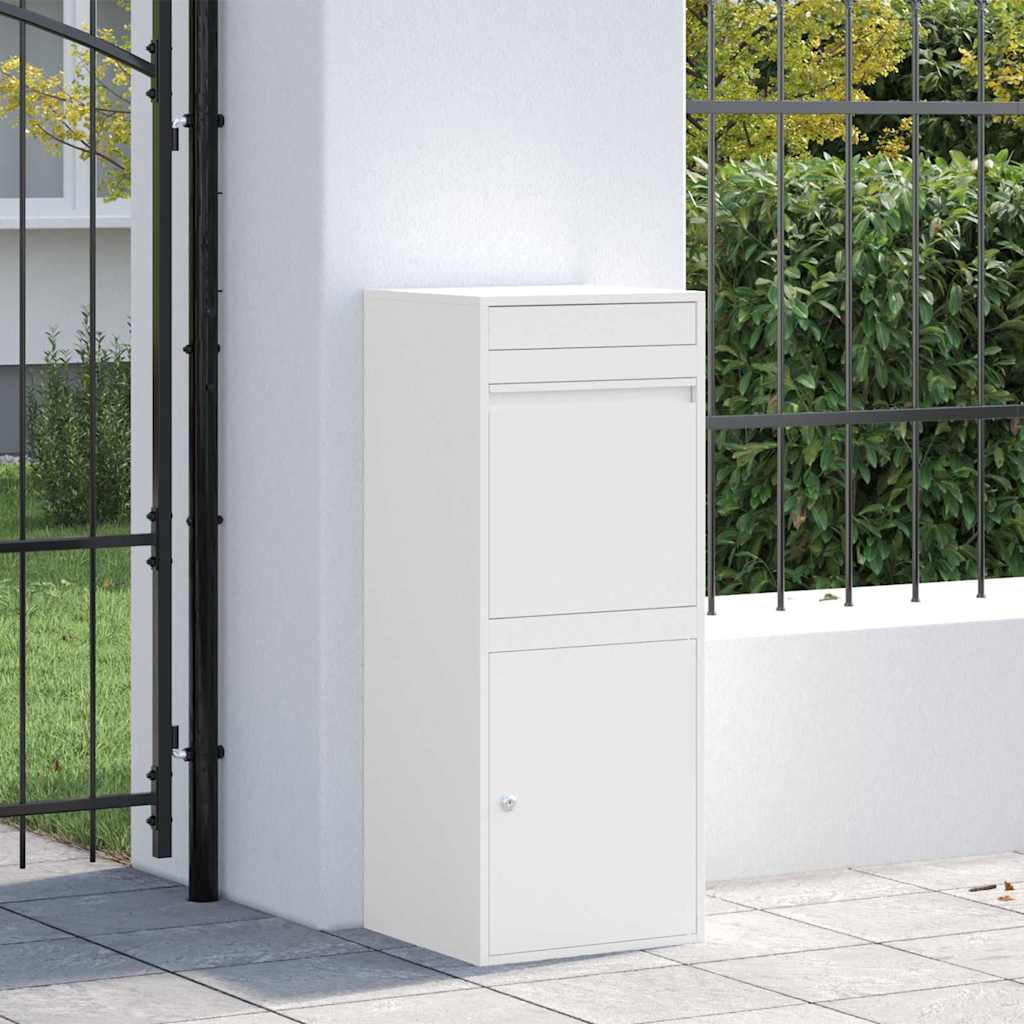 Paketdrop-Box mit Speicher mit Tür Weiß 41 x 38 x 103 cm Stahl