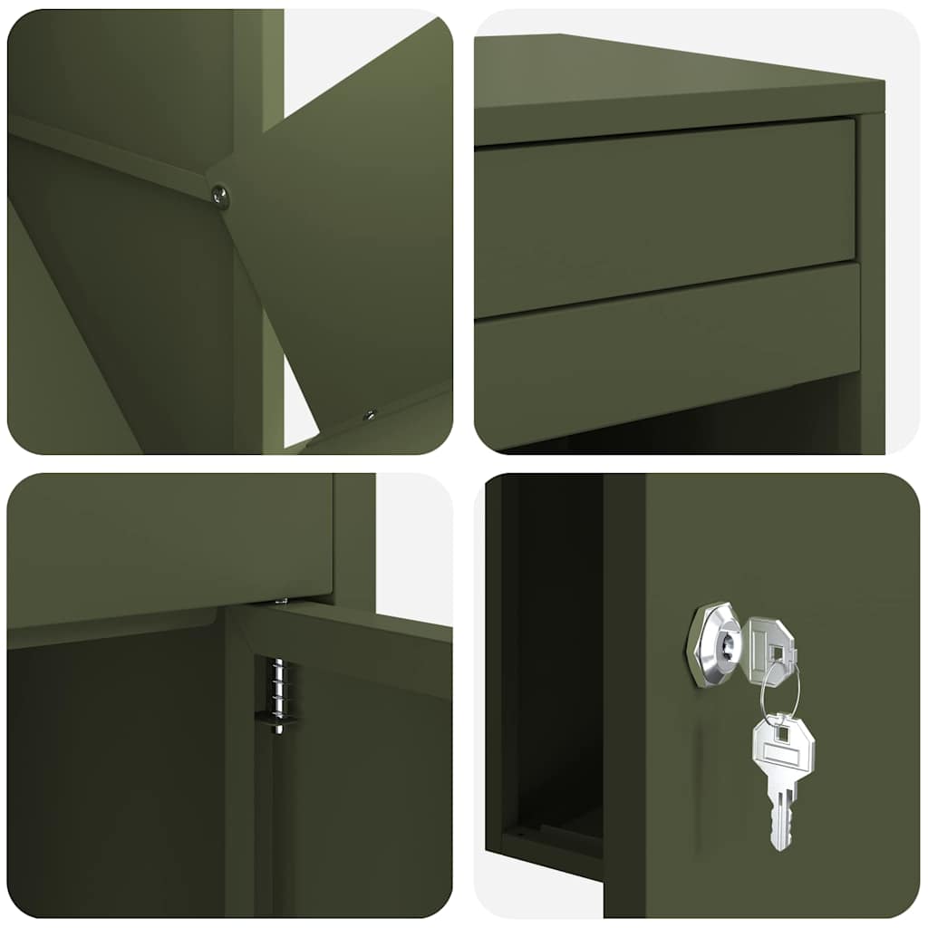Paketdrop-Box mit Speicher Olivgrün 41 x 38 x 103 cm Stahl