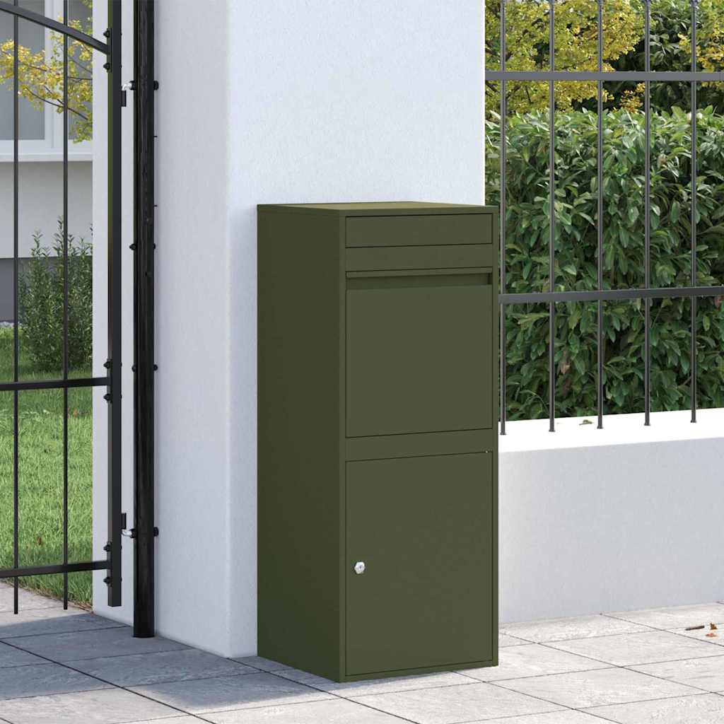 Paketdrop-Box mit Speicher Olivgrün 41 x 38 x 103 cm Stahl