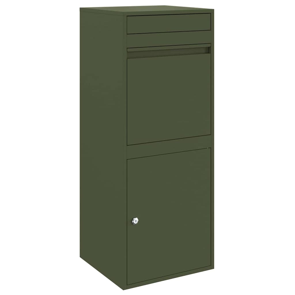 Paketdrop-Box mit Speicher Olivgrün 41 x 38 x 103 cm Stahl