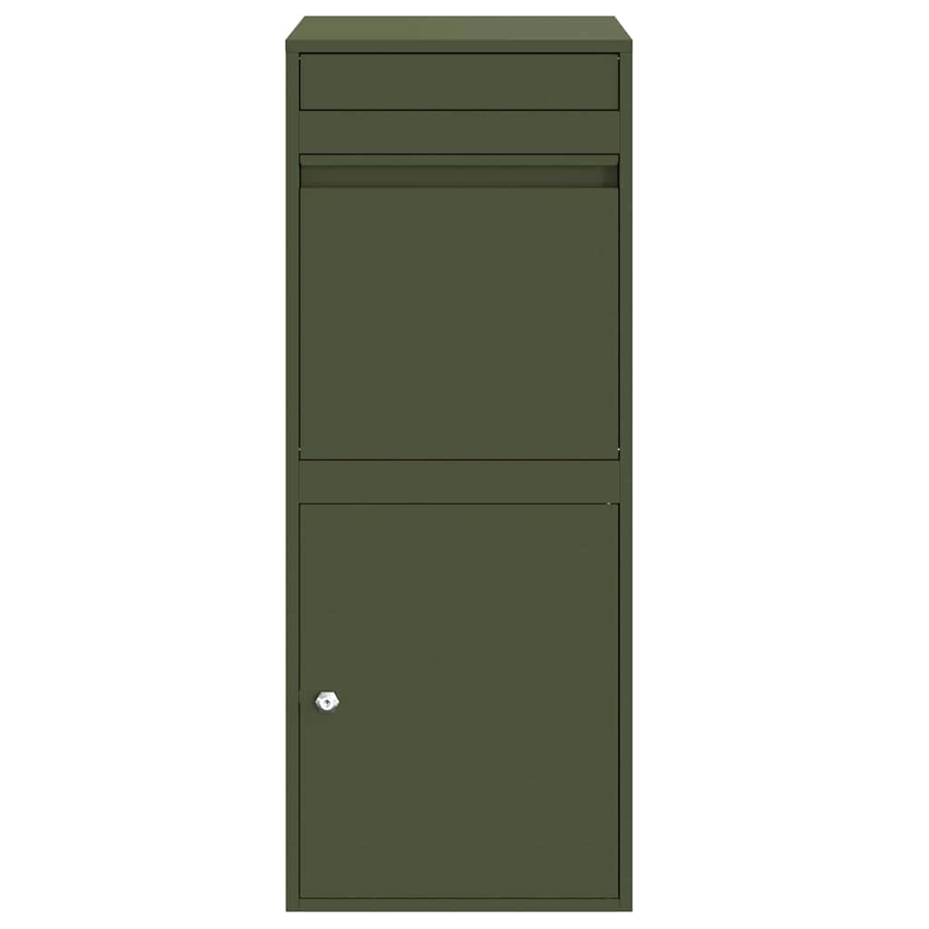 Paketdrop-Box mit Speicher Olivgrün 41 x 38 x 103 cm Stahl