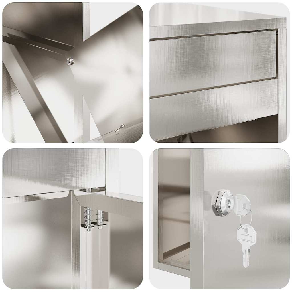 Paketdrop-Box mit Speicher Silber 47,5 x 38 x 59 cm Edelstahl