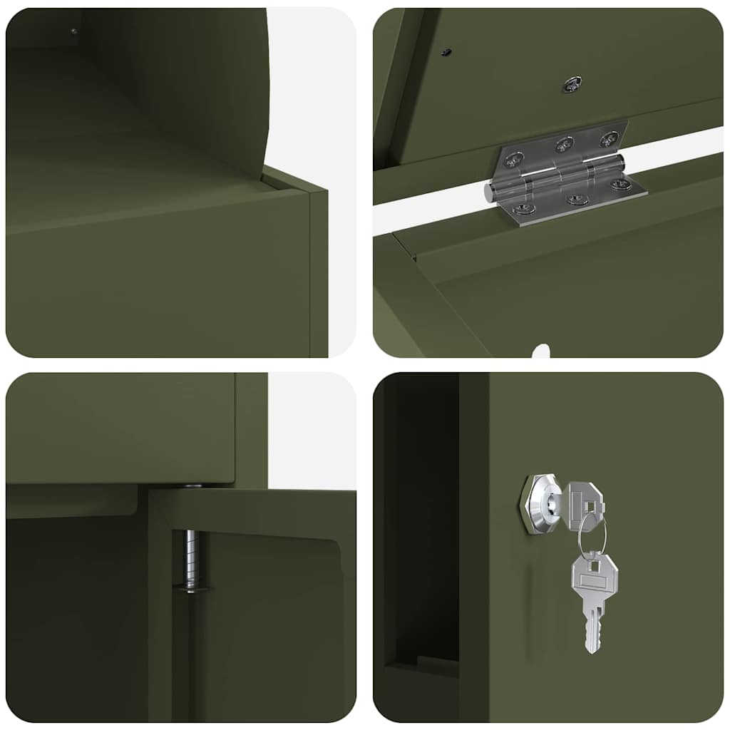 Paketdrop-Box mit Speicher Olivgrün 47,5 x 38 x 59 cm Stahl