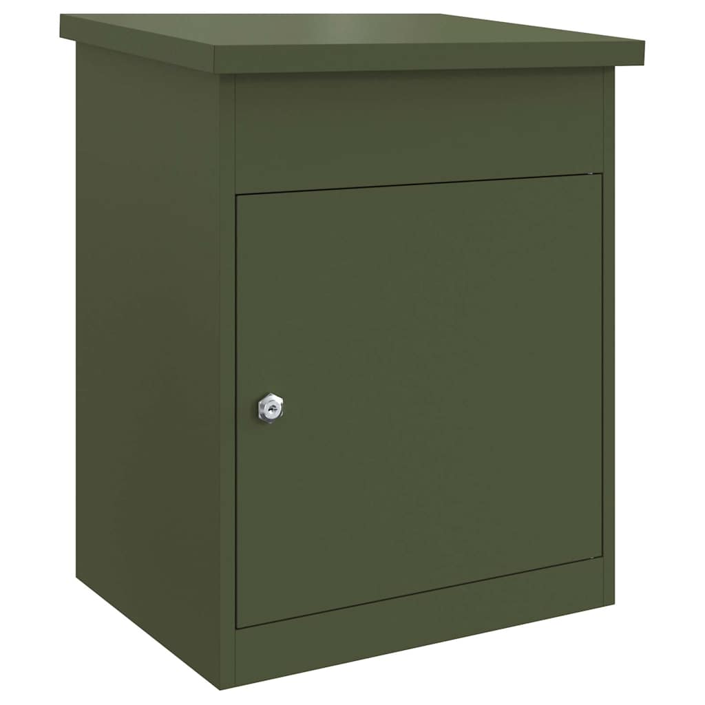 Paketdrop-Box mit Speicher Olivgrün 47,5 x 38 x 59 cm Stahl