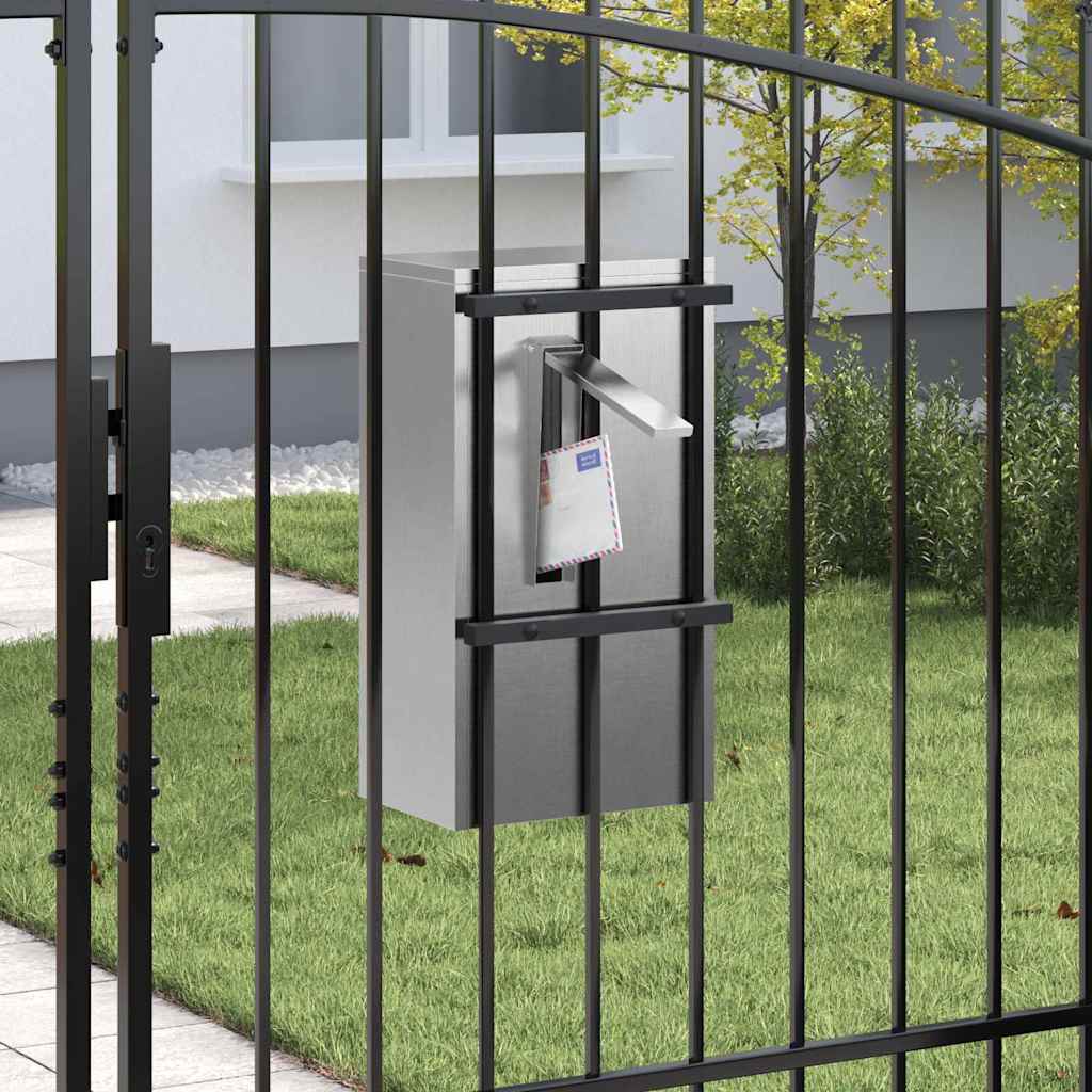 Briefkasten mit Speicher Silber 30 x 20 x 55 cm Edelstahl