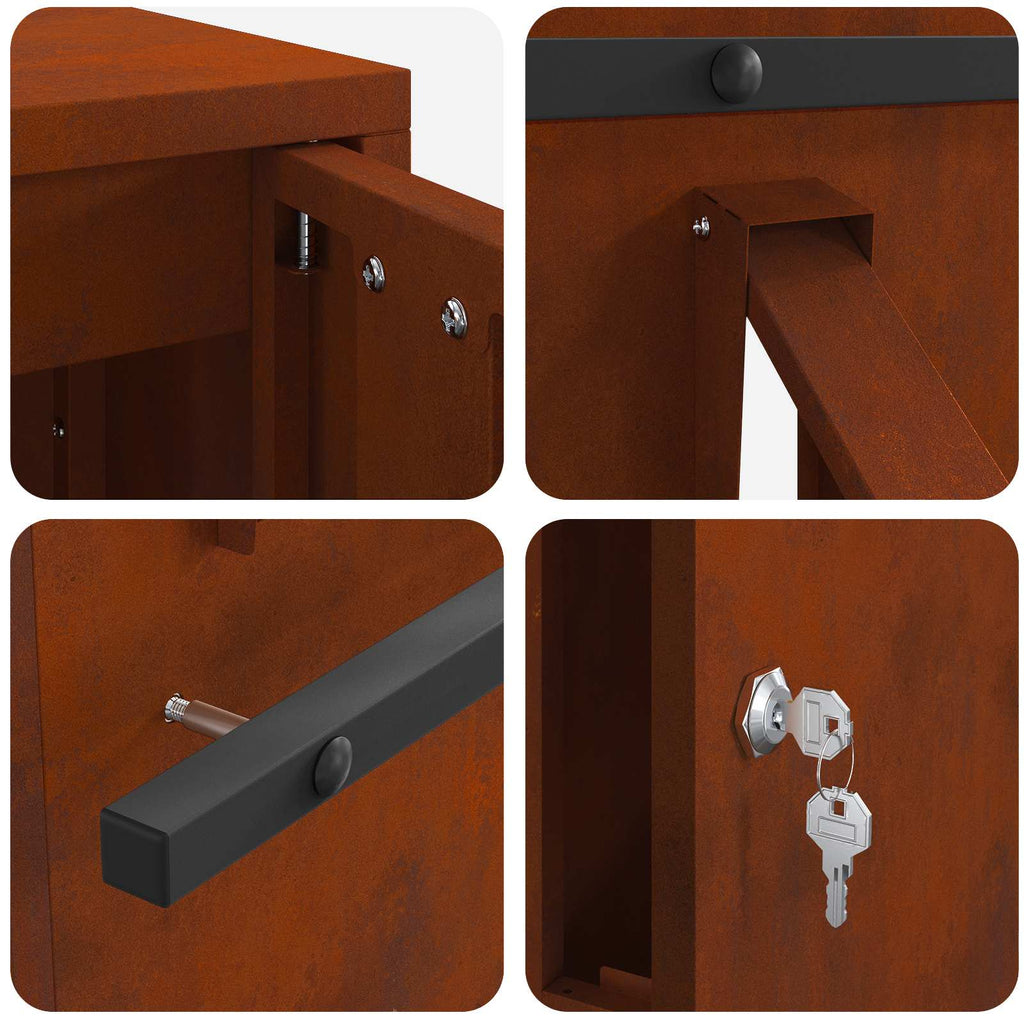 Briefkasten mit Speicher Rostig 30 x 20 x 55 cm Wetterfeststahl