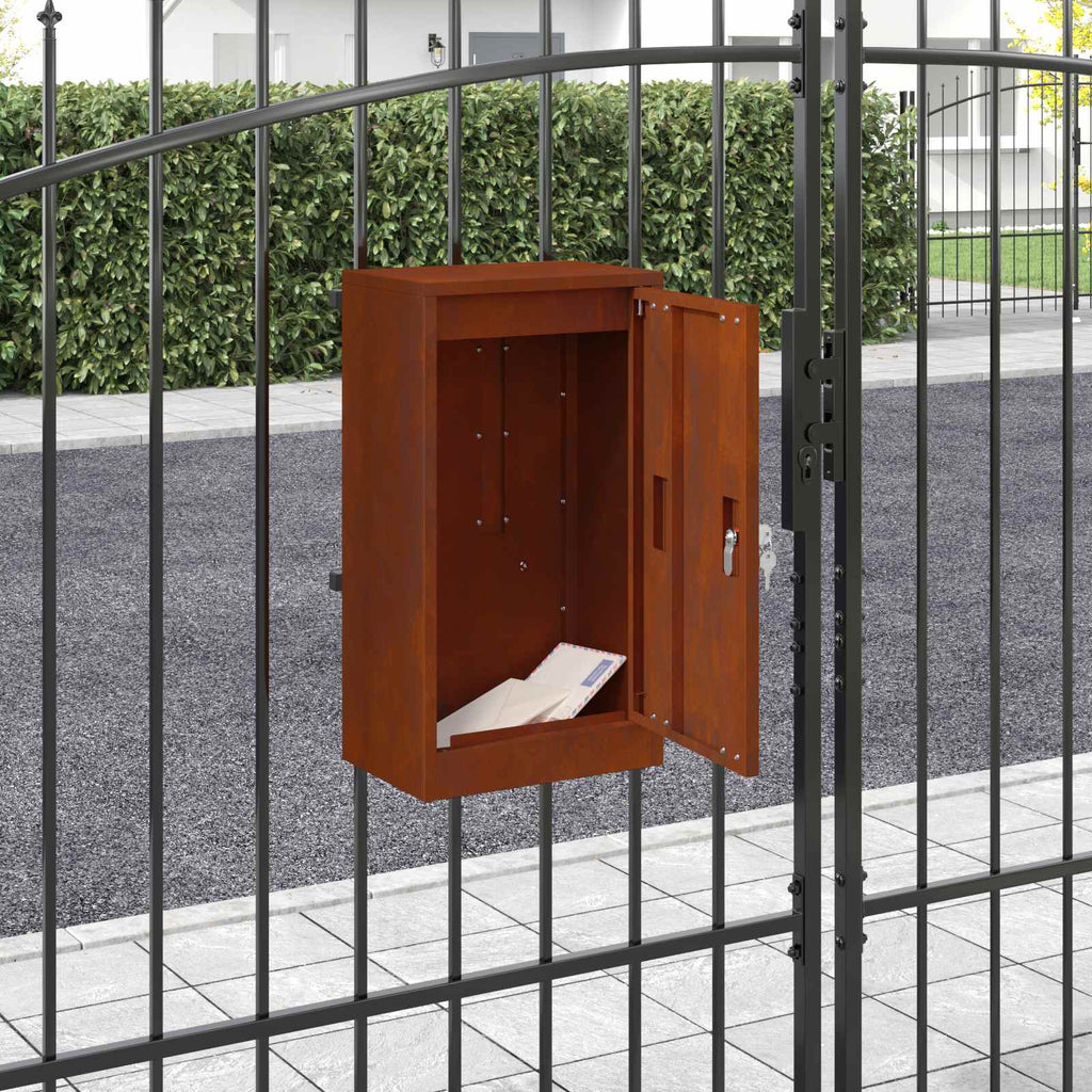 Briefkasten mit Speicher Rostig 30 x 20 x 55 cm Wetterfeststahl