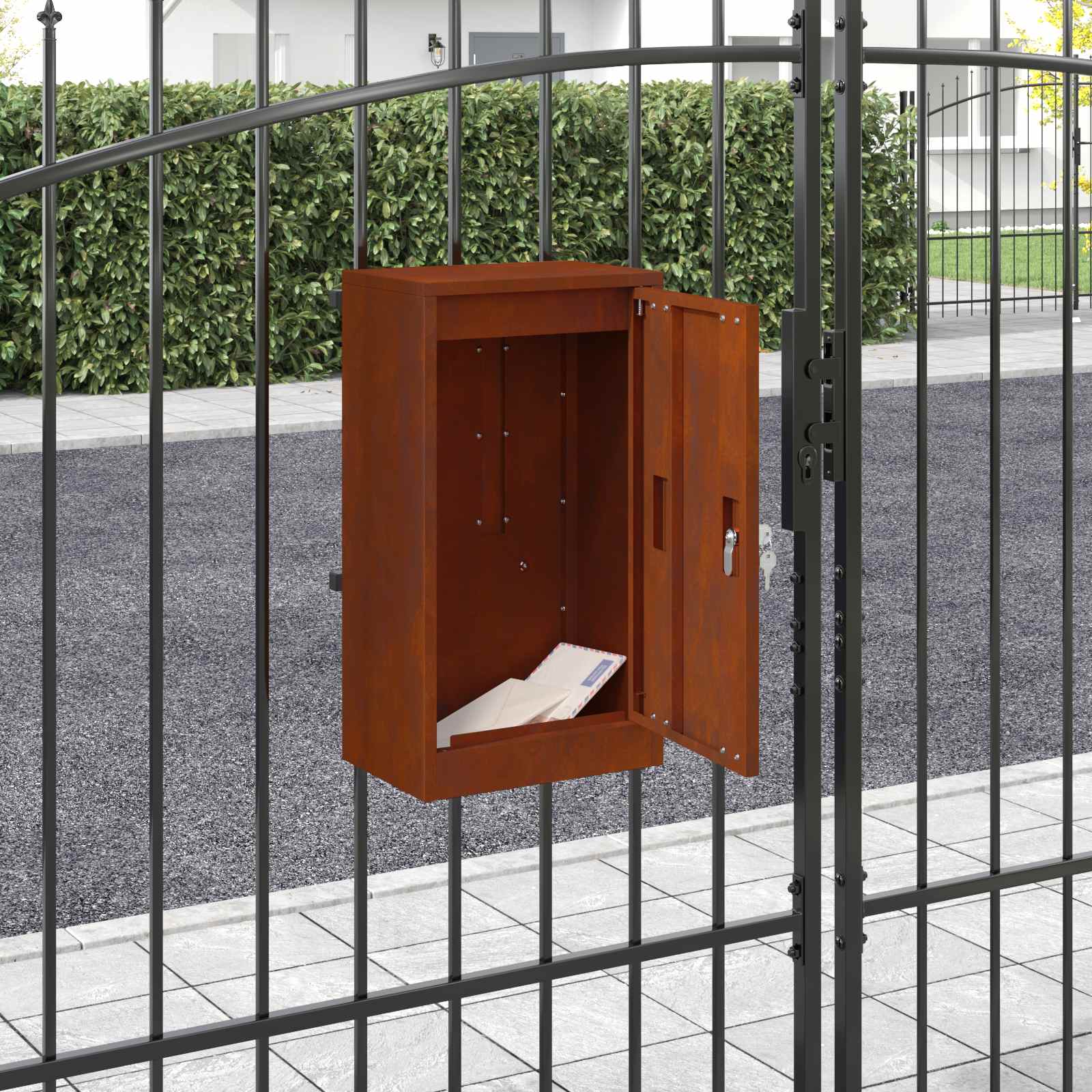 Briefkasten mit Speicher Rostig 30 x 20 x 55 cm Wetterfeststahl