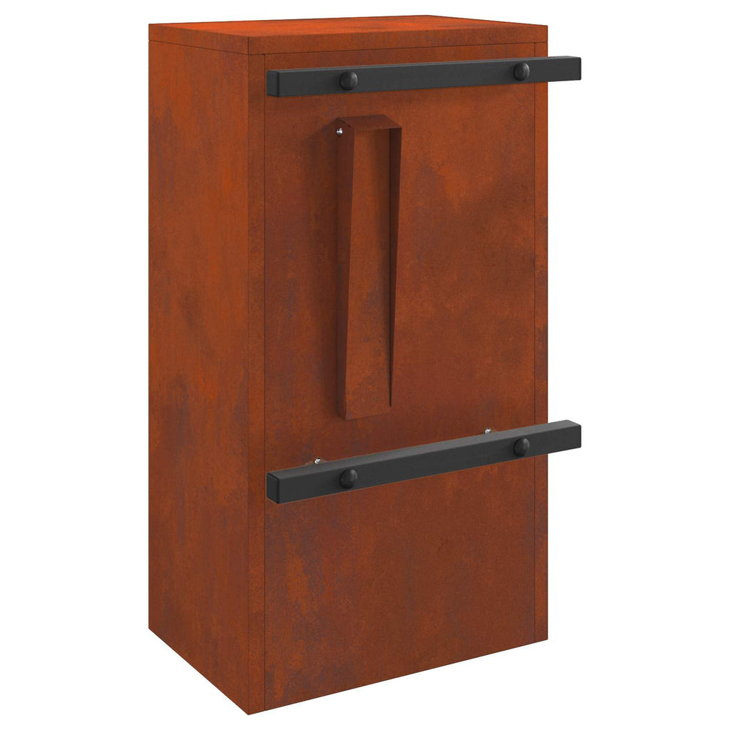 Briefkasten mit Speicher Rostig 30 x 20 x 55 cm Wetterfeststahl