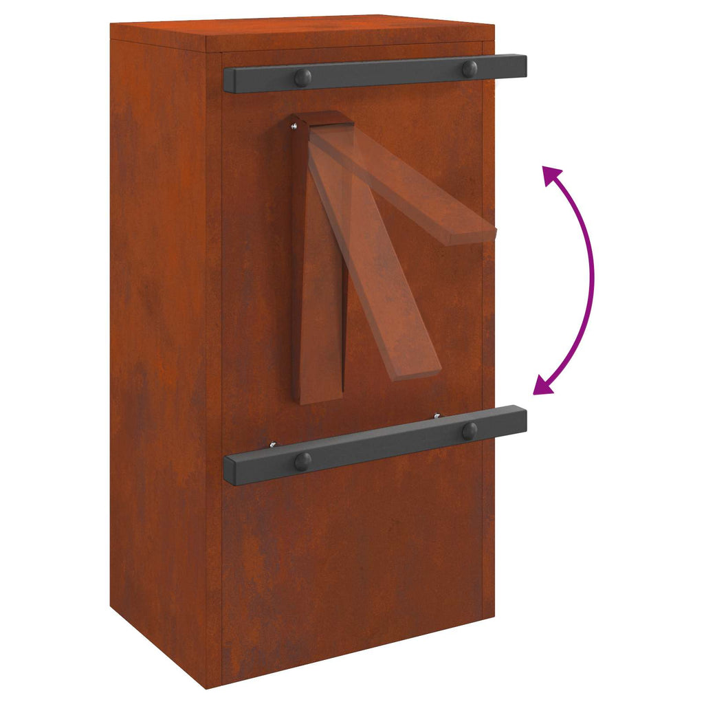 Briefkasten mit Speicher Rostig 30 x 20 x 55 cm Wetterfeststahl
