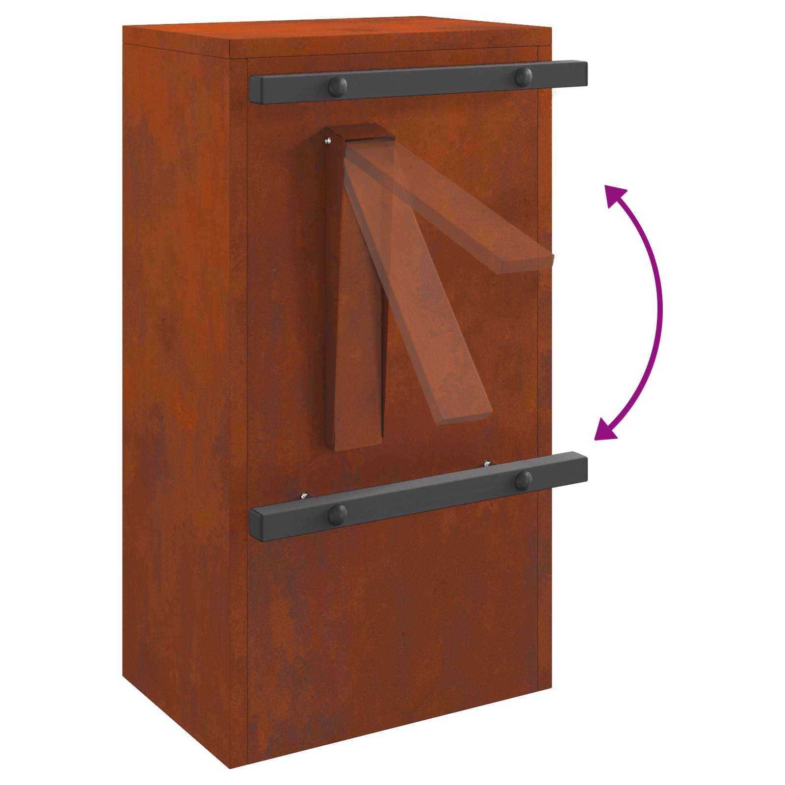 Briefkasten mit Speicher Rostig 30 x 20 x 55 cm Wetterfeststahl