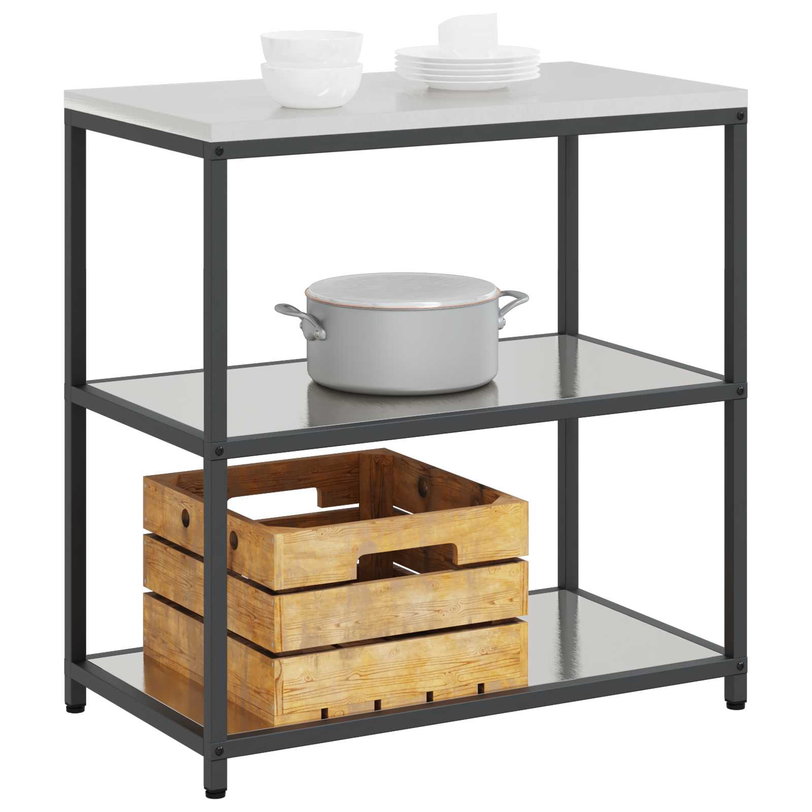 Küchenaufbewahrung HATTEM Silber 90 x 50 x 92 cm Stahl