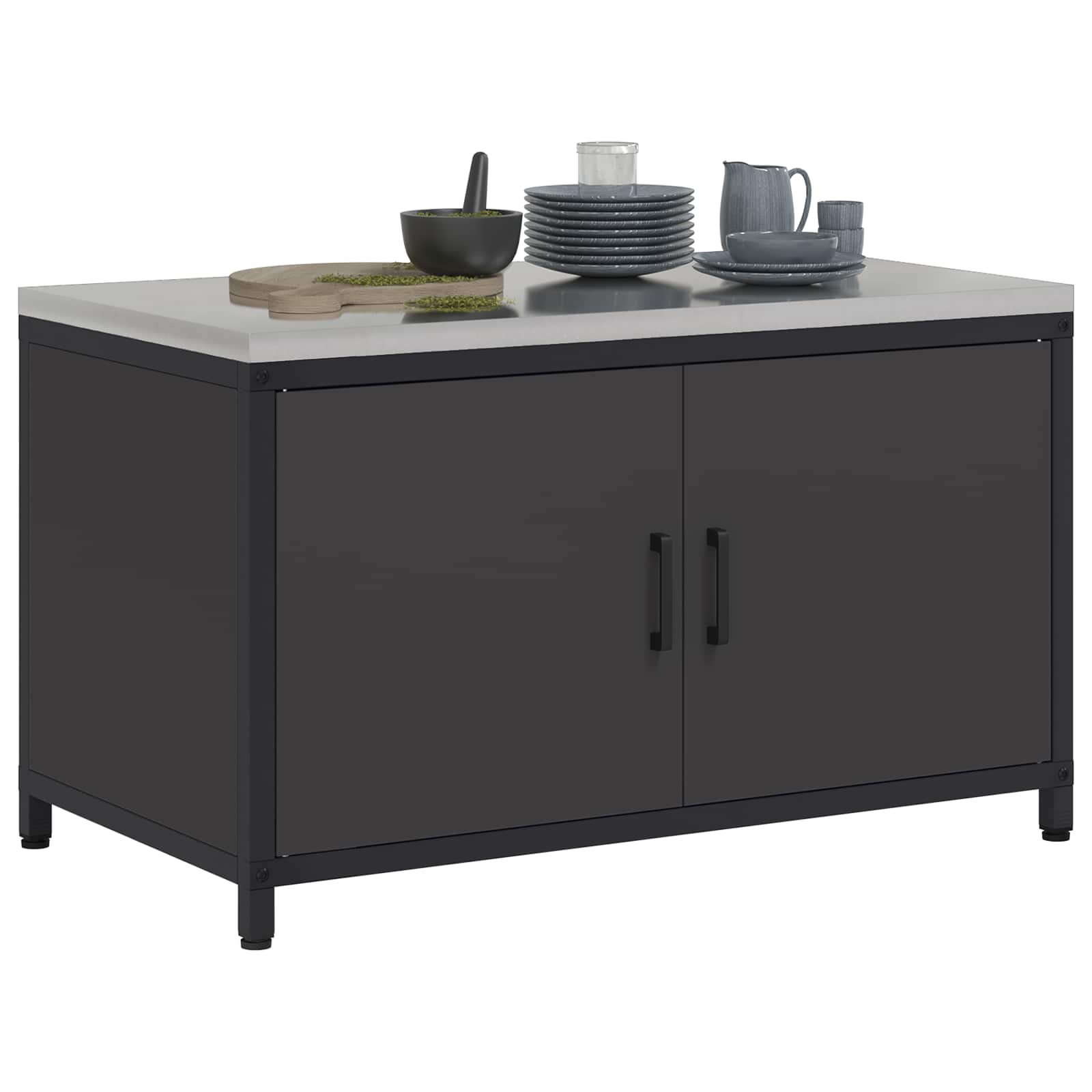 Küchenaufbewahrung HATTEM Schwarz 90 x 50 x 53 cm Stahl
