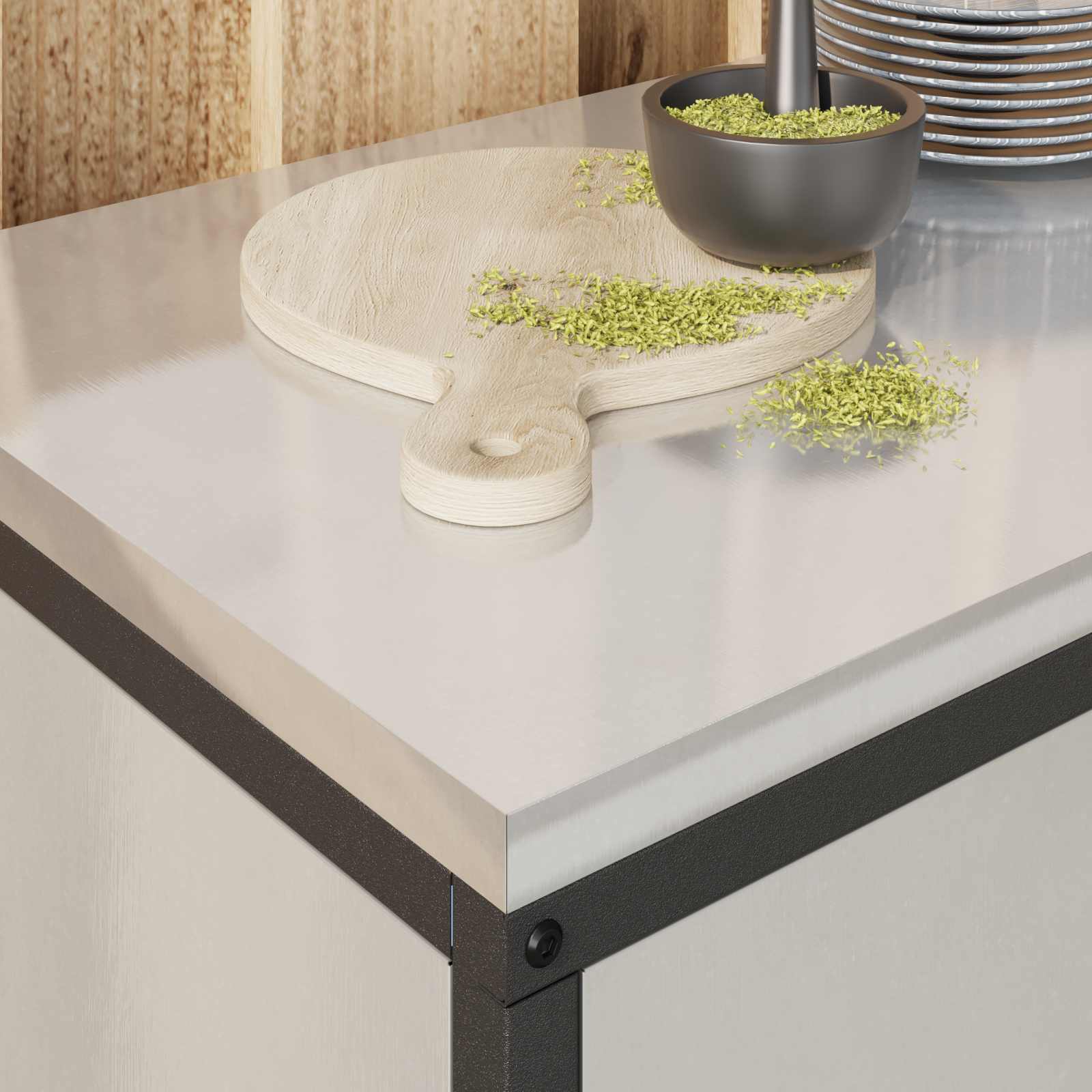 Küchenaufbewahrung HATTEM Silber 90 x 50 x 53 cm Stahl
