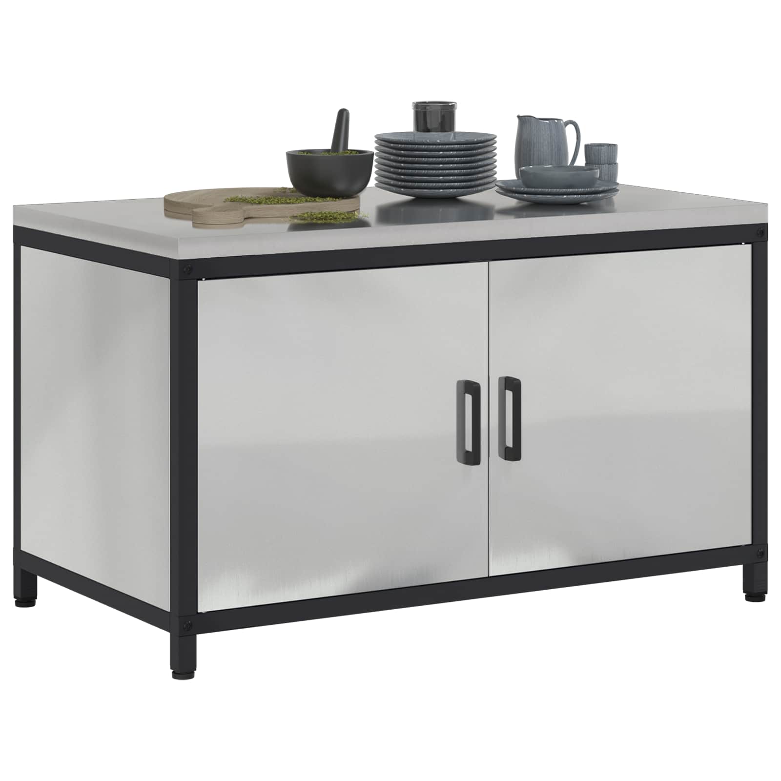 Küchenaufbewahrung HATTEM Silber 90 x 50 x 53 cm Stahl