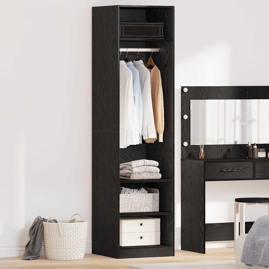 Kleiderschrank mit Regal Schwarz Eichen-Optik 50 x 50 x 200 cm