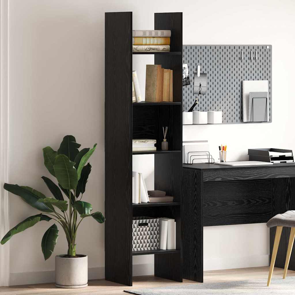 Bücherregal Schwarz Eichen-Optik 40 x 35 x 180 cm Holzwerkstoff