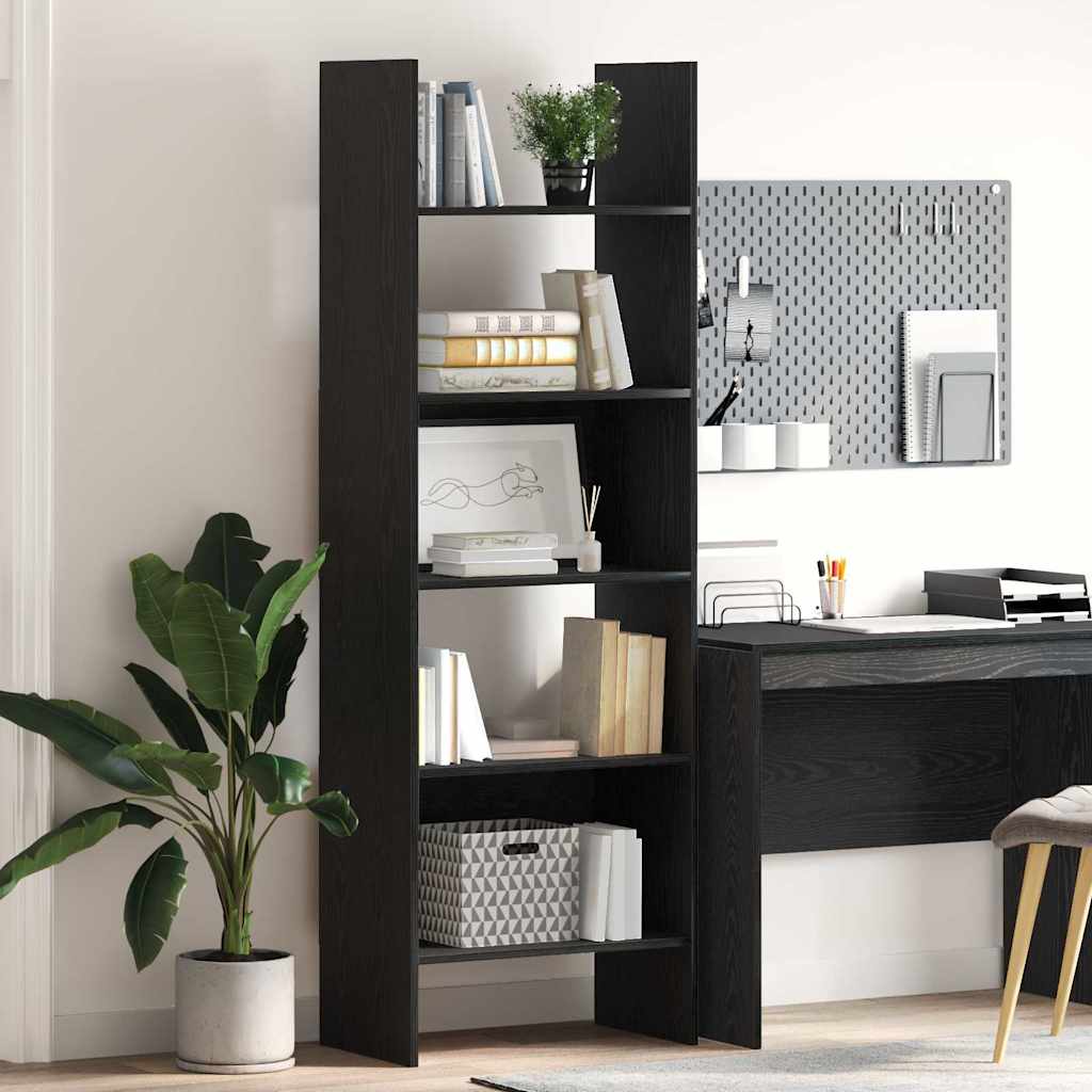 Bücherregal Schwarz Eichen-Optik 60 x 35 x 180 cm Holzwerkstoff