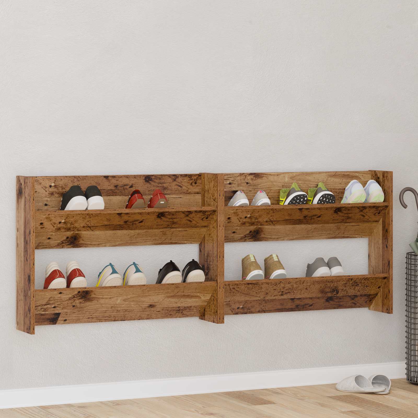 Schuhschrank 2 pcs Altholz 80 x 18 x 60 cm Holzwerkstoff