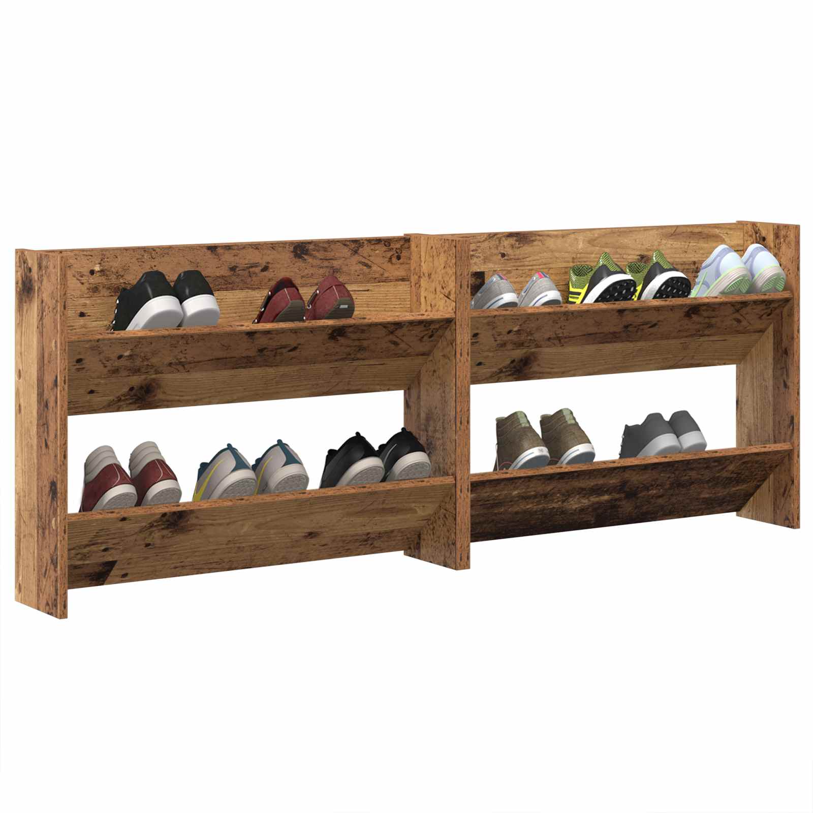 Schuhschrank 2 pcs Altholz 80 x 18 x 60 cm Holzwerkstoff