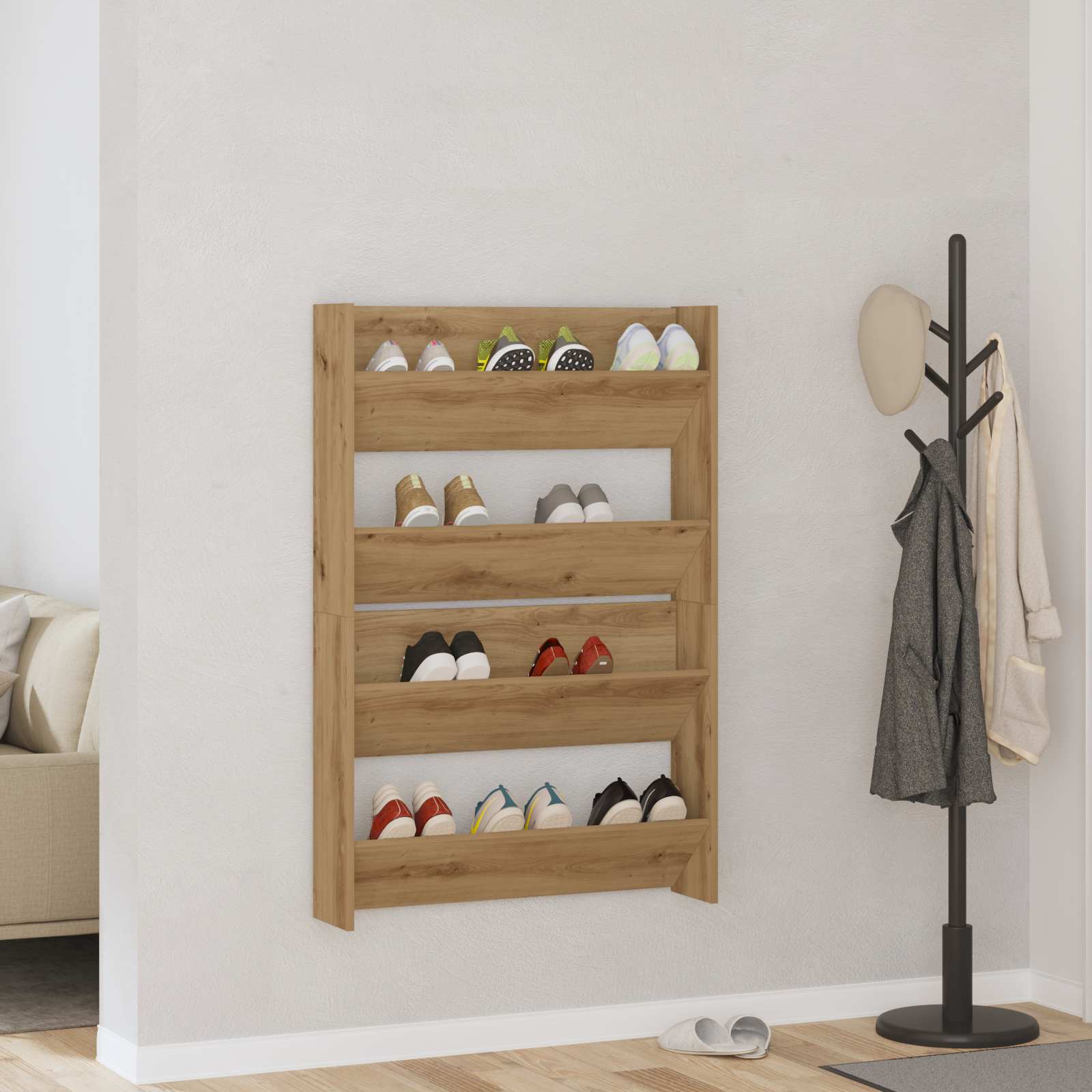 Schuhschrank 2 pcs Artisan-Eiche 81 x 18 x 60 cm Holzwerkstoff