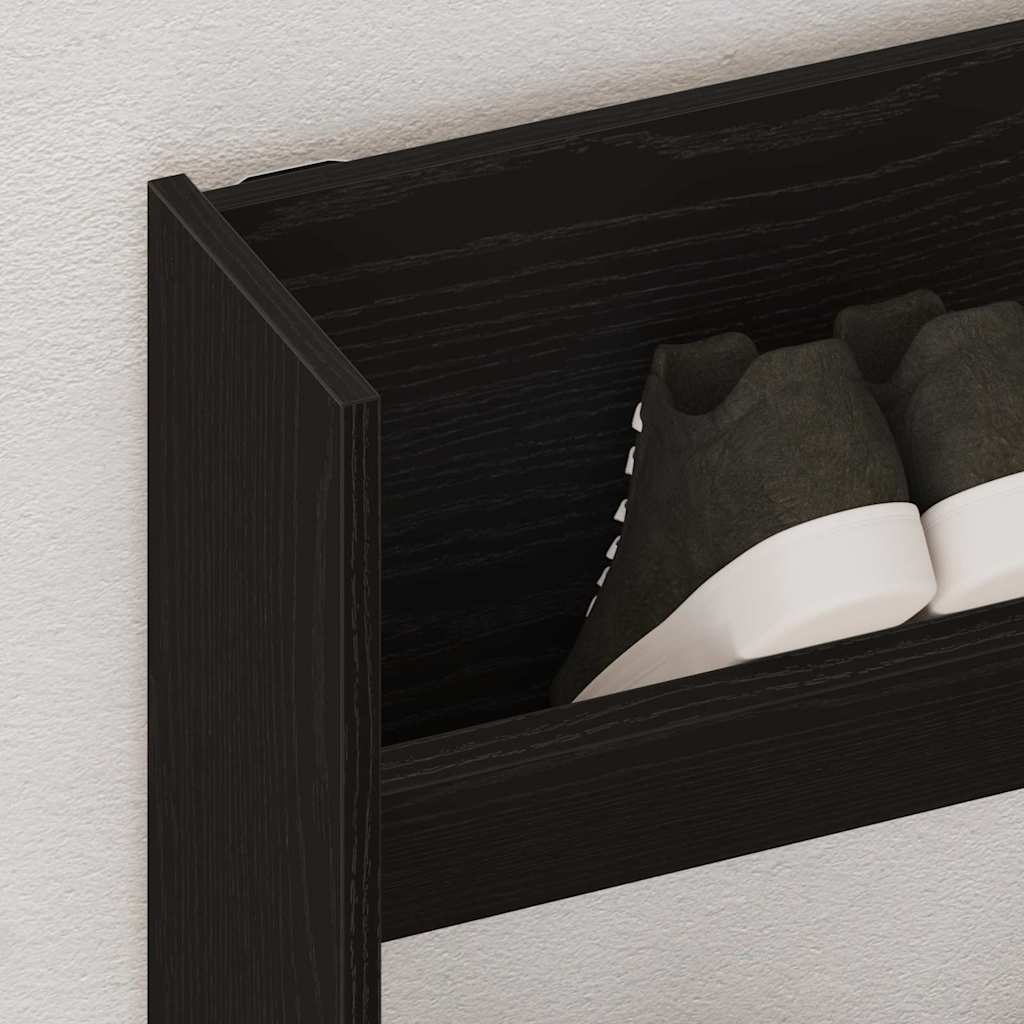 Schuhschrank Schwarz Eichen-Optik 82 x 18 x 60 cm Holzwerkstoff