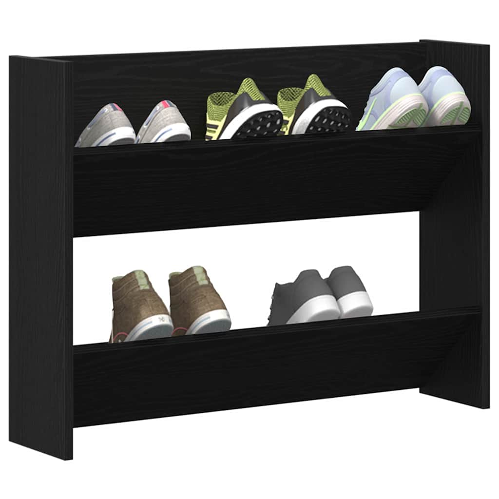 Schuhschrank Schwarz Eichen-Optik 82 x 18 x 60 cm Holzwerkstoff