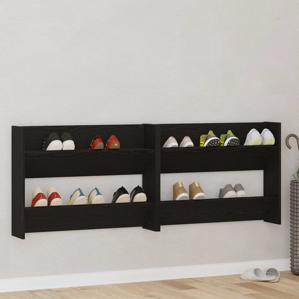 Schuhschrank 2 pcs Schwarz Eichen-Optik 83 x 18 x 60 cm