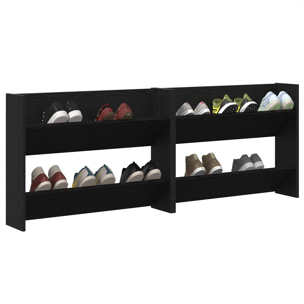 Schuhschrank 2 pcs Schwarz Eichen-Optik 83 x 18 x 60 cm