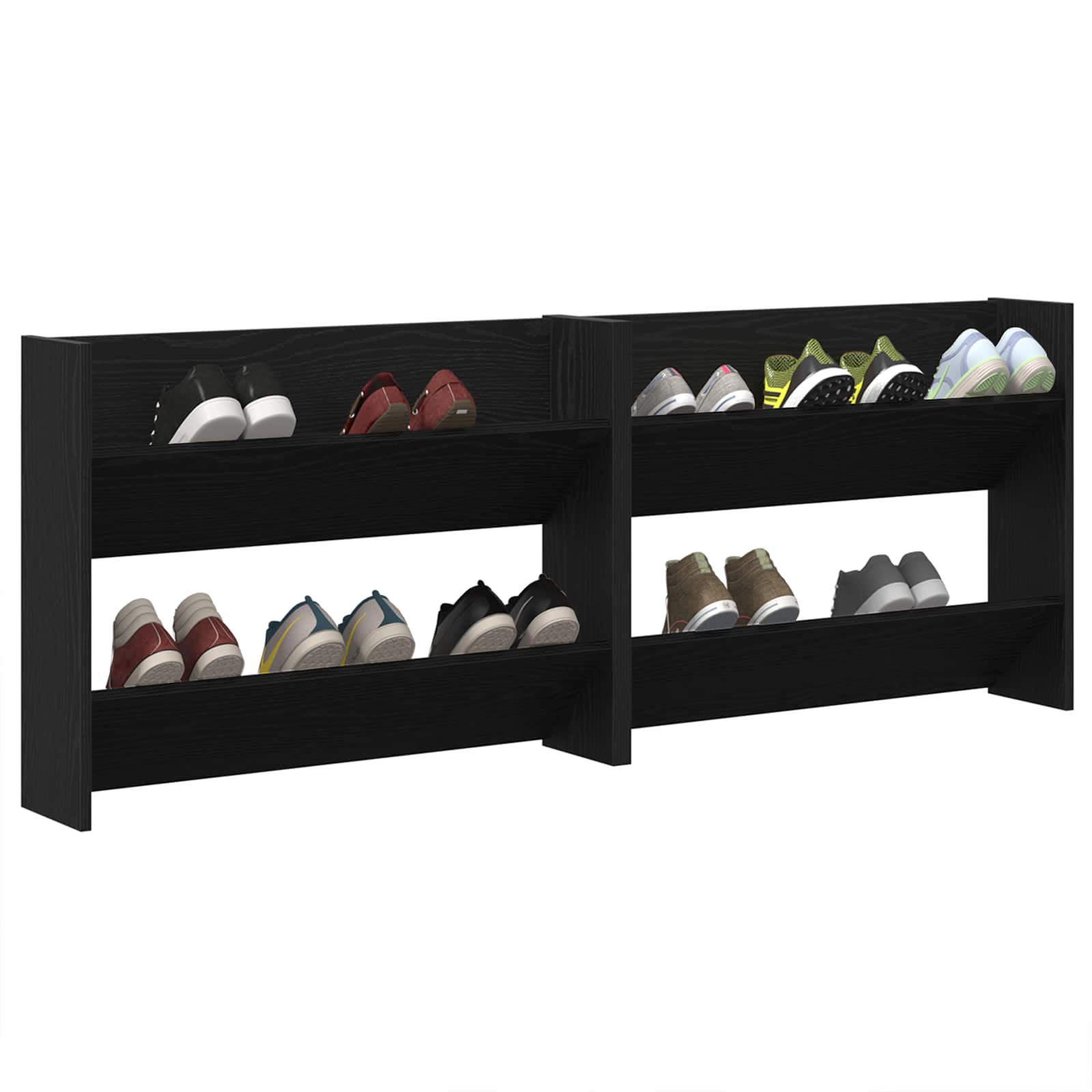 Schuhschrank 2 pcs Schwarz Eichen-Optik 83 x 18 x 60 cm