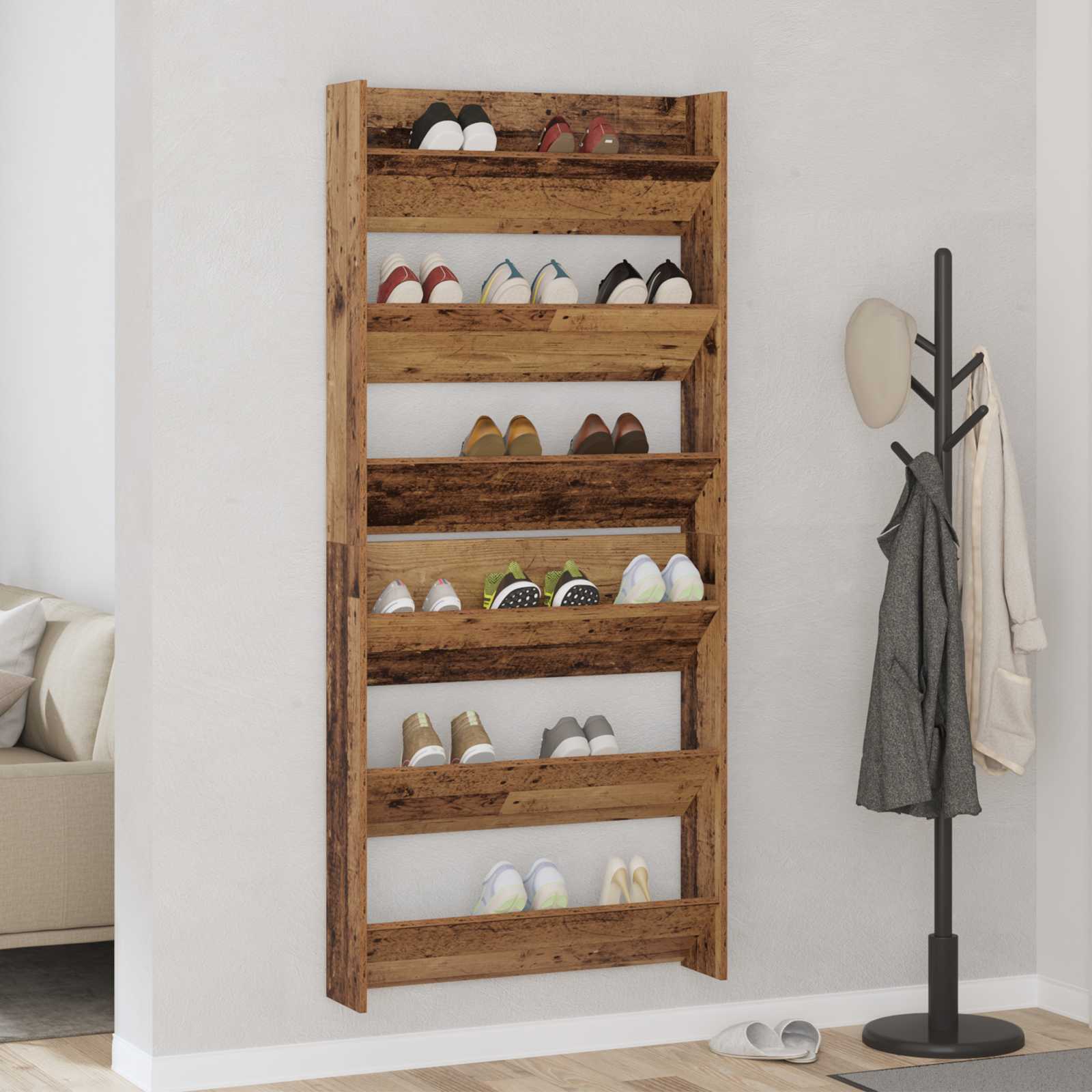 Schuhschrank 2 pcs Altholz 84 x 18 x 90 cm Holzwerkstoff