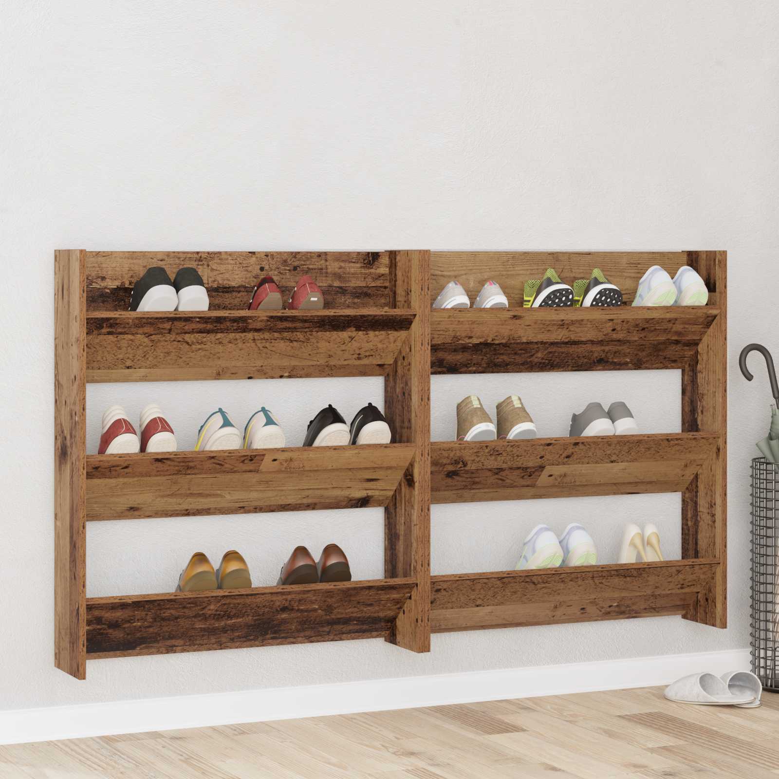 Schuhschrank 2 pcs Altholz 84 x 18 x 90 cm Holzwerkstoff