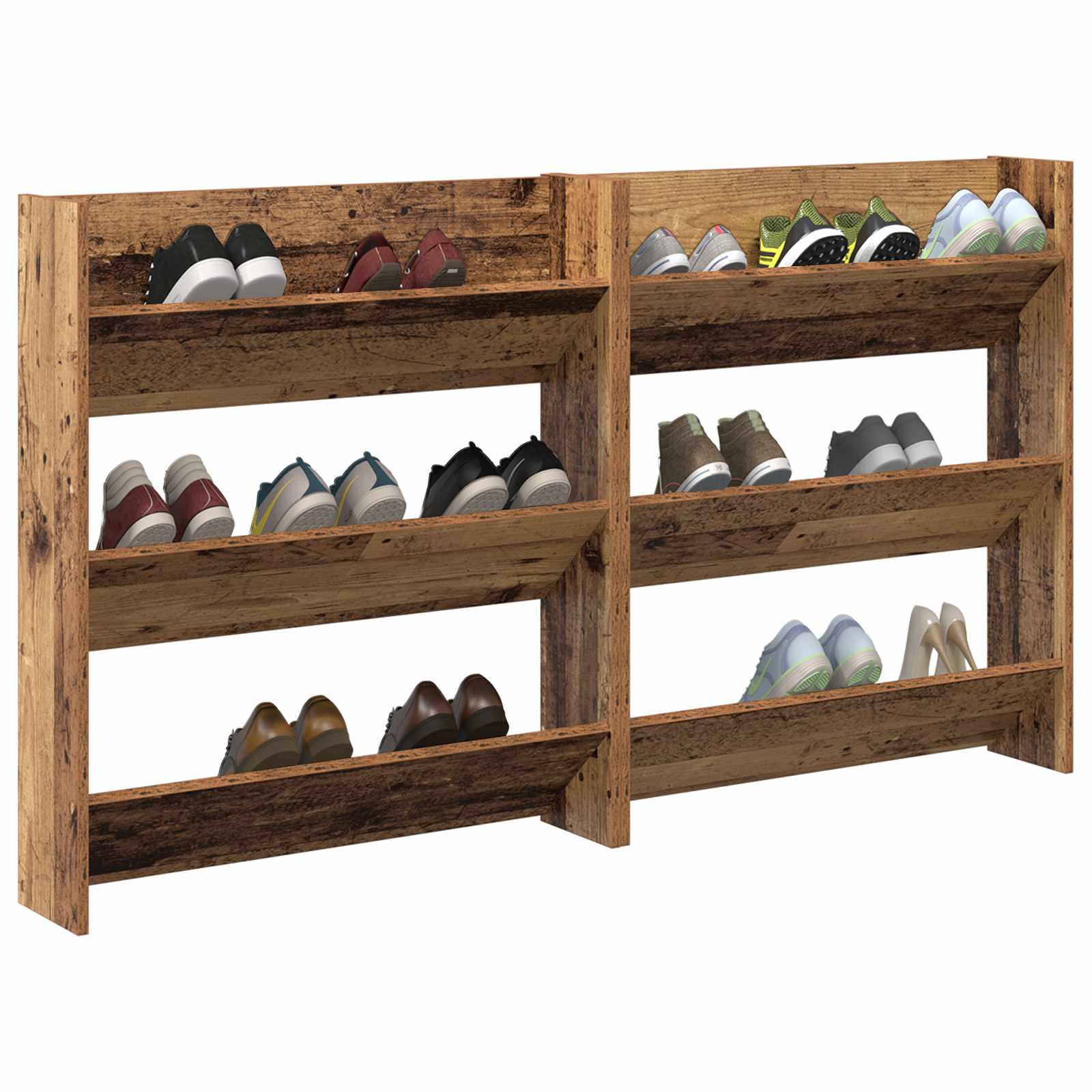Schuhschrank 2 pcs Altholz 84 x 18 x 90 cm Holzwerkstoff