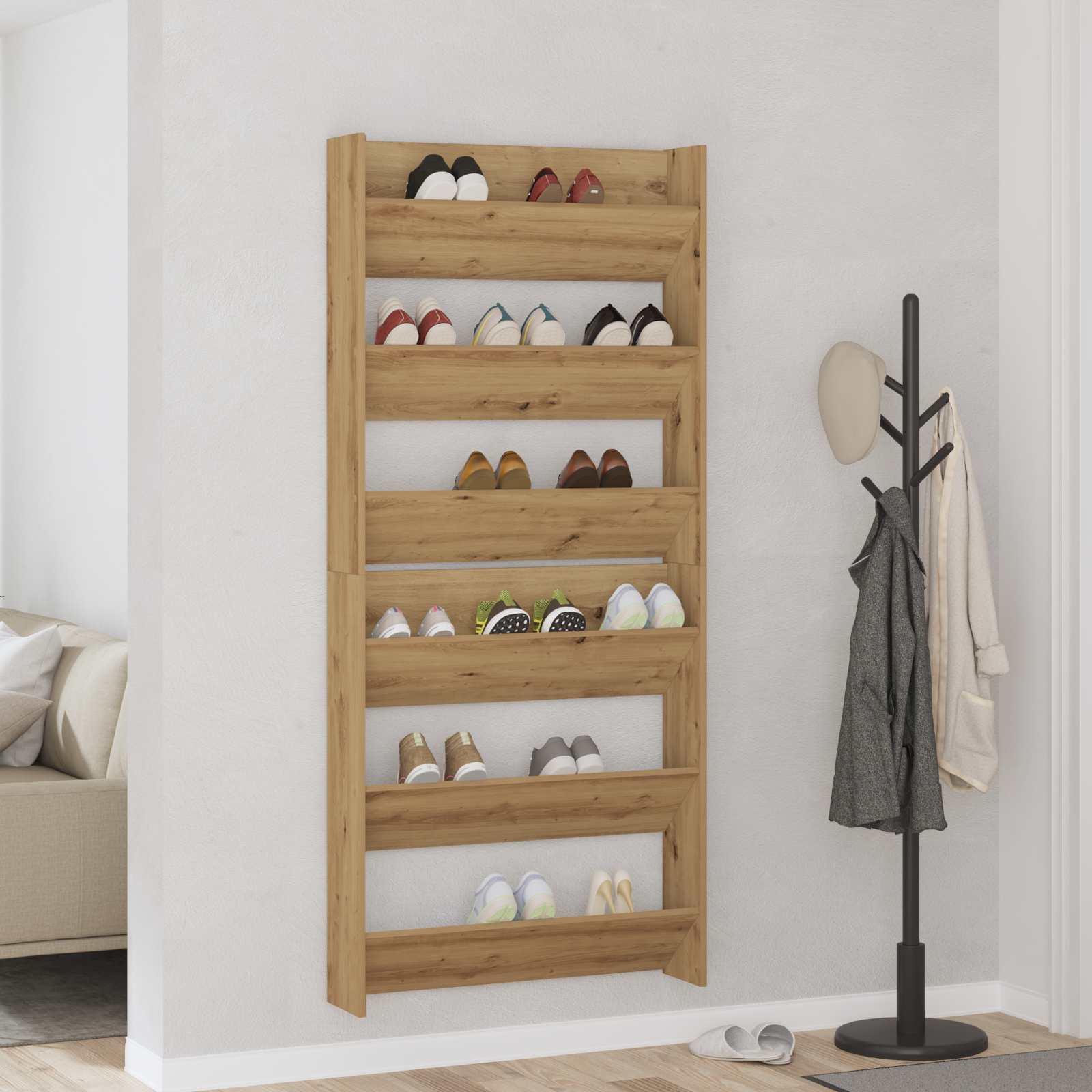 Schuhschrank 2 pcs Artisan-Eiche 85 x 18 x 90 cm Holzwerkstoff